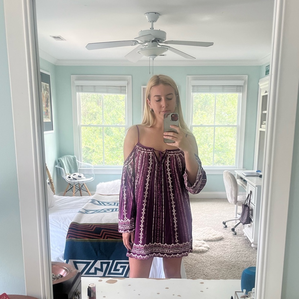 Willy Jays purple cold shoulder dress